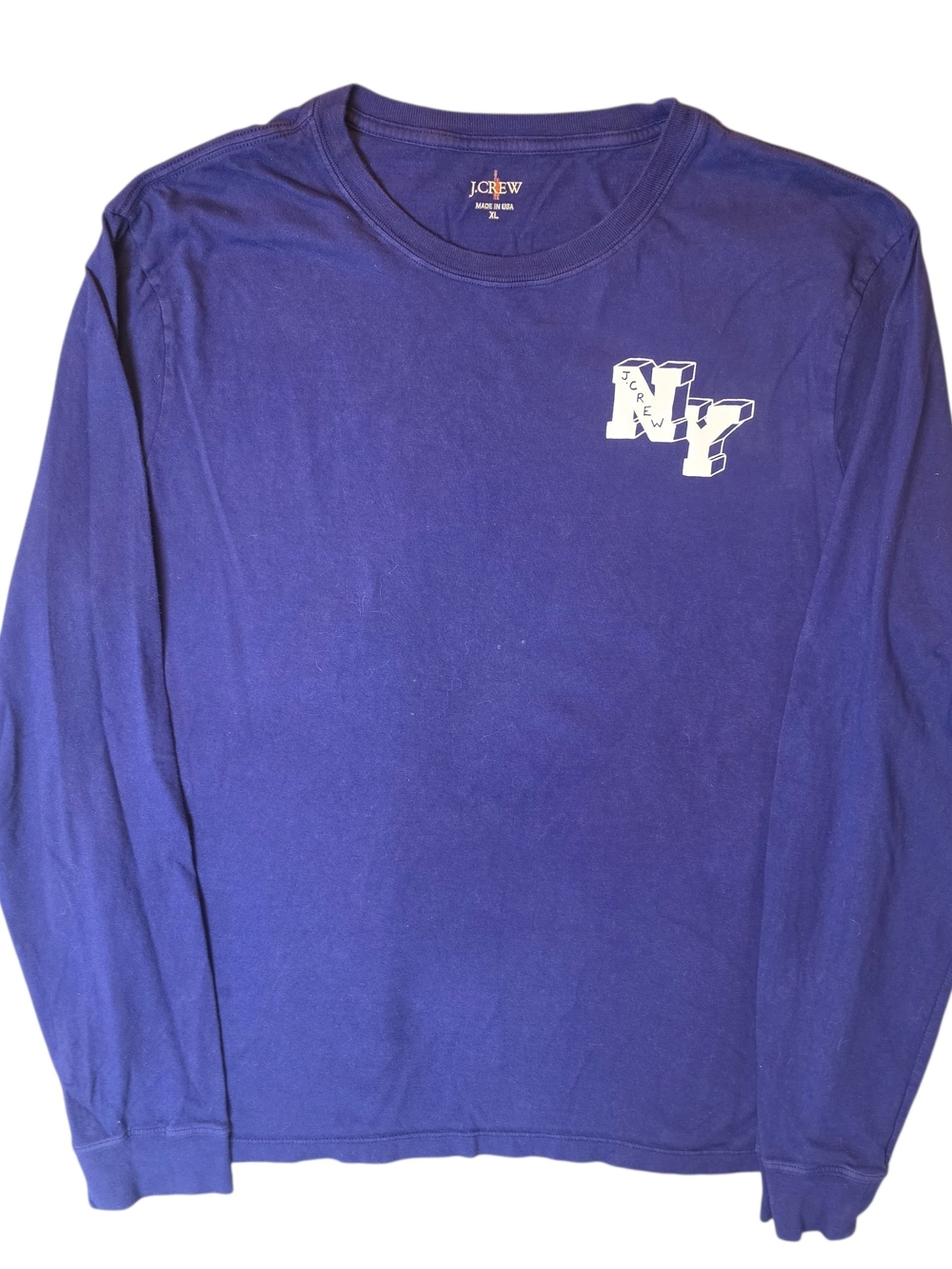 J.Crew Made in USA NY Graphic Long Sleeve T-Shirt Purple XL Mens Vintage Preppy